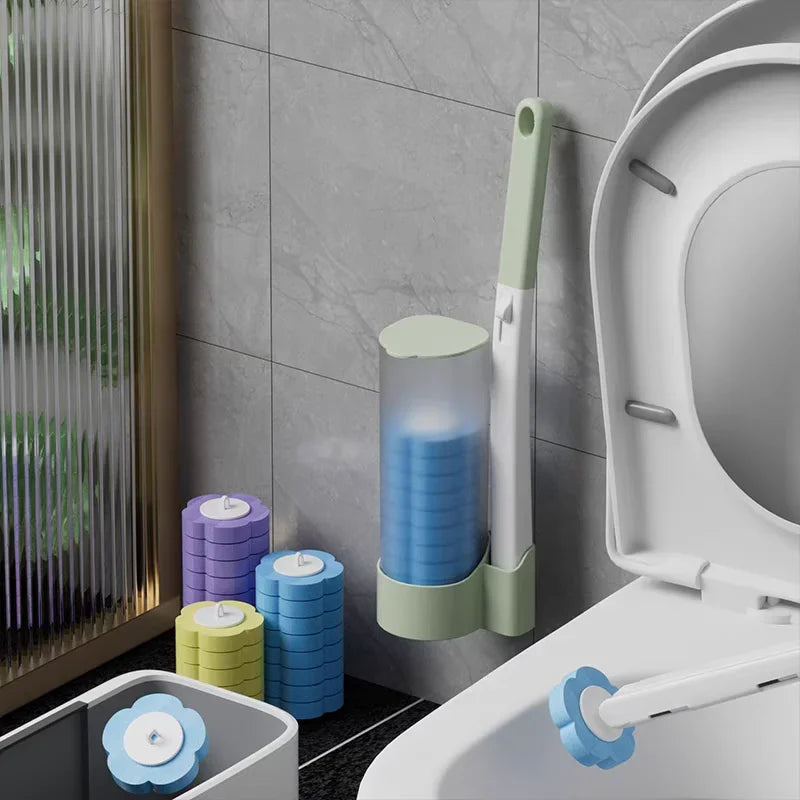 6/60Pcs Disposable Toilet Brush Replacement Toilet Brush Head Dissolving Bathroom Brush Cleaning Pad Kit for Household Cleaning