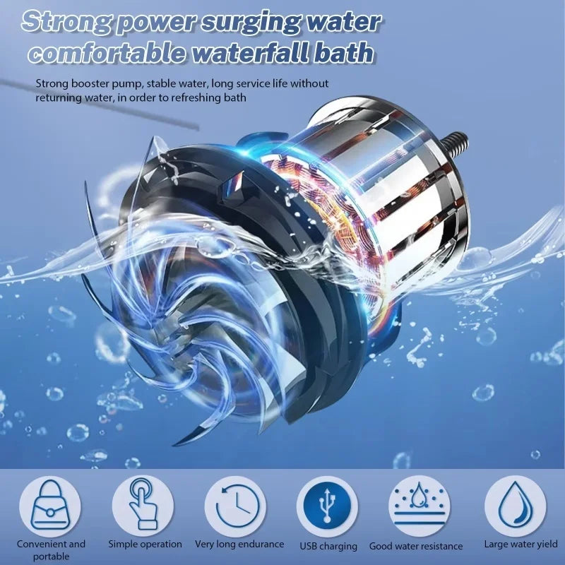 Rechargeable Portable Outdoor Shower Handheld Compact Water Sprayer for Car Wash Flower Watering and Bathing Camping Hiking