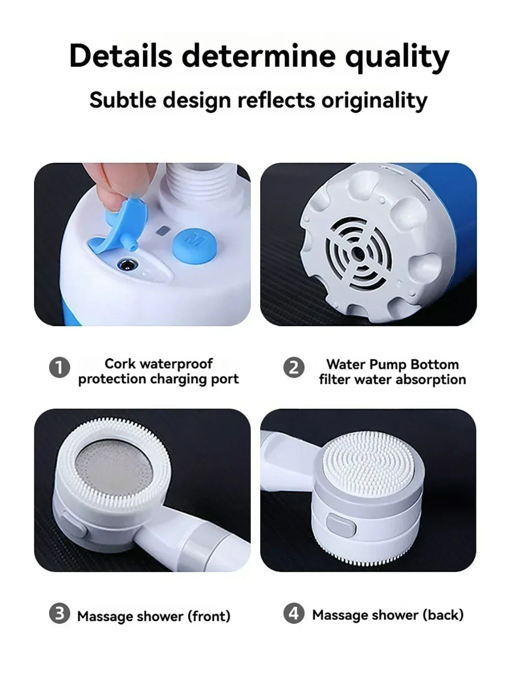 Rechargeable Portable Outdoor Shower Handheld Compact Water Sprayer for Car Wash Flower Watering and Bathing Camping Hiking