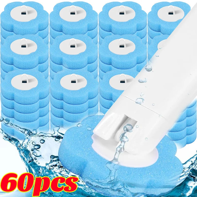6/60Pcs Disposable Toilet Brush Replacement Toilet Brush Head Dissolving Bathroom Brush Cleaning Pad Kit for Household Cleaning