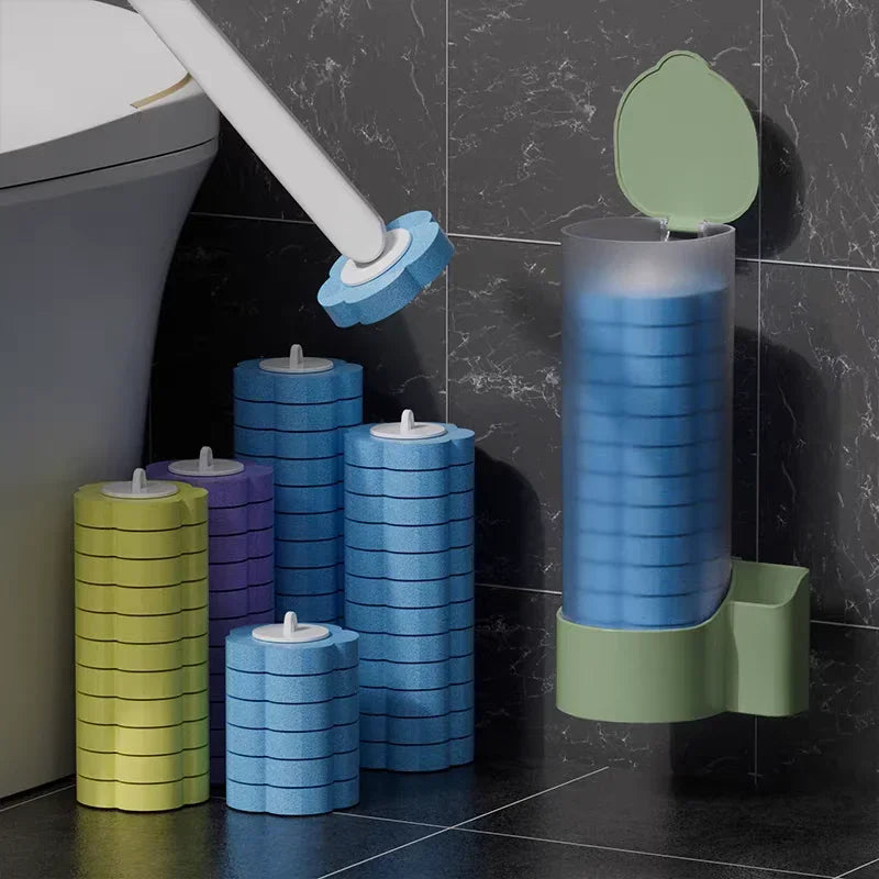 6/60Pcs Disposable Toilet Brush Replacement Toilet Brush Head Dissolving Bathroom Brush Cleaning Pad Kit for Household Cleaning